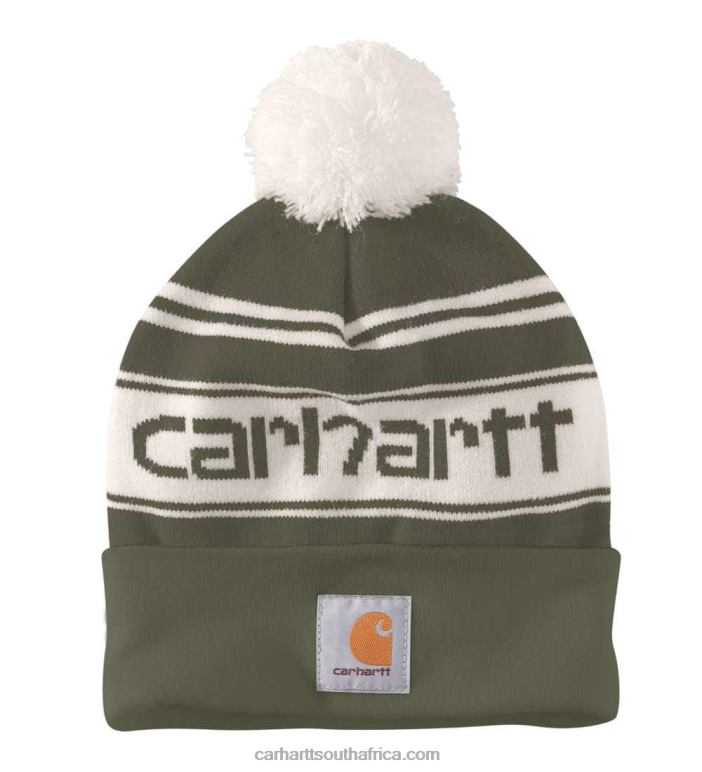 Men Arborvitae 6D80X101 Carhartt Knit Pom-Pom Cuffed Logo Beanie