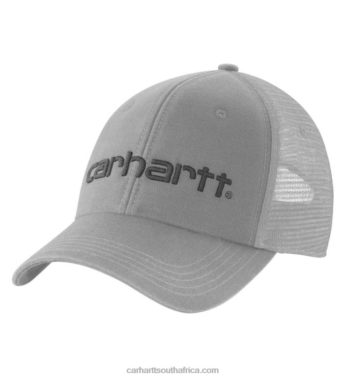 Men Asphalt Black 6D80X88 Carhartt Canvas Mesh-Back Logo Graphic Cap