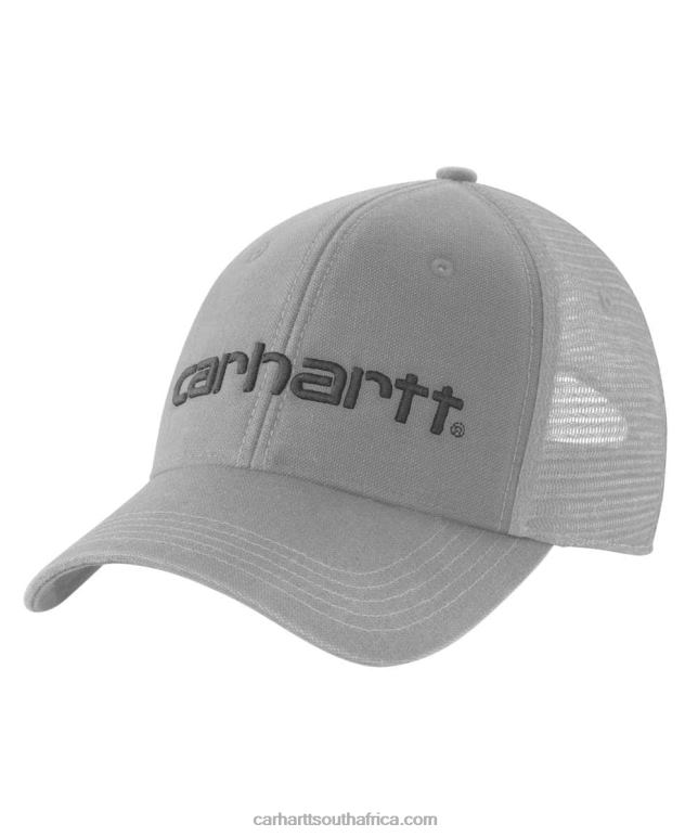Men Asphalt Black 6D80X88 Carhartt Canvas Mesh-Back Logo Graphic Cap