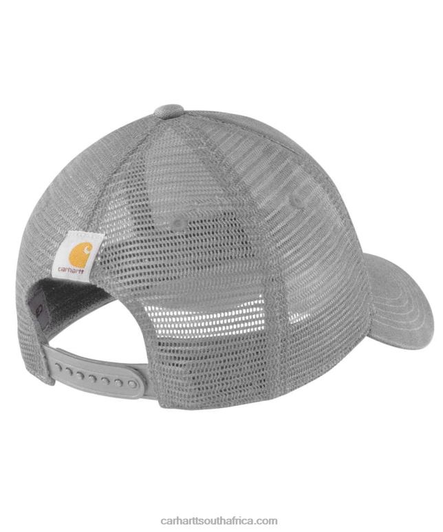 Men Asphalt Black 6D80X88 Carhartt Canvas Mesh-Back Logo Graphic Cap