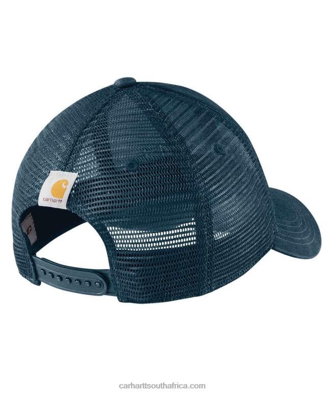 Men Asphalt Black 6D80X88 Carhartt Canvas Mesh-Back Logo Graphic Cap