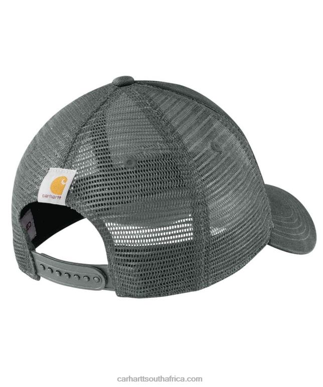 Men Asphalt Black 6D80X88 Carhartt Canvas Mesh-Back Logo Graphic Cap
