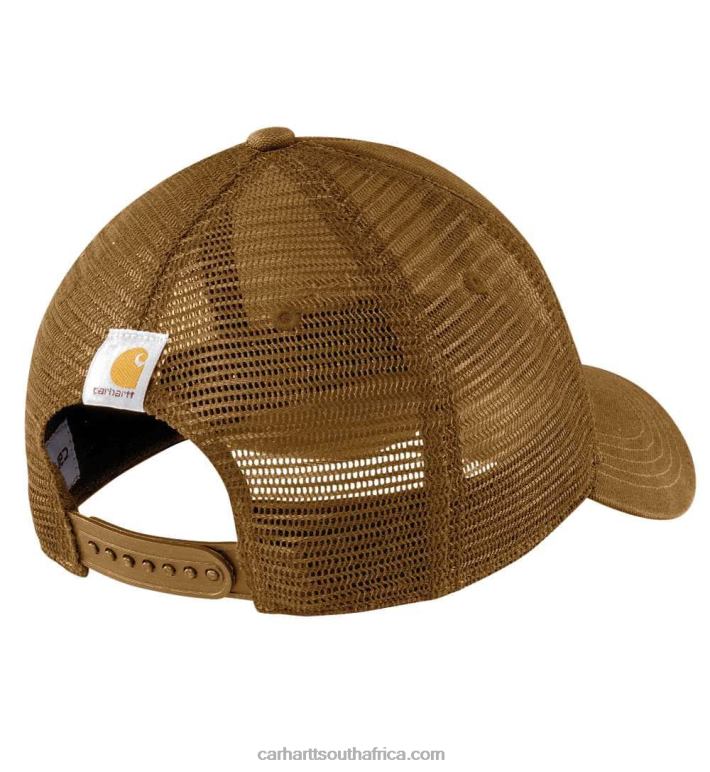 Men Asphalt Black 6D80X88 Carhartt Canvas Mesh-Back Logo Graphic Cap