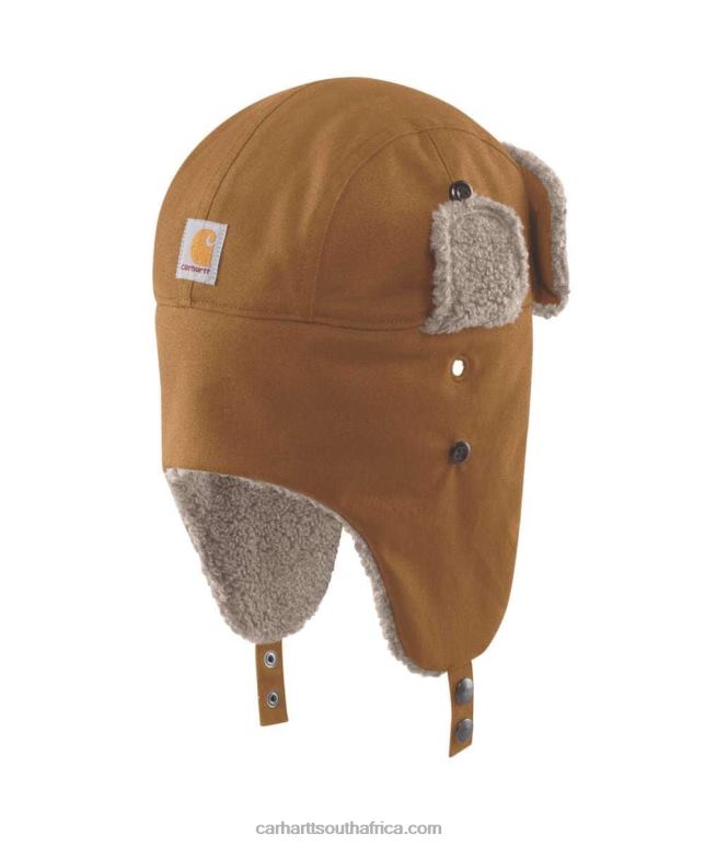 Men Black 6D80X10 Carhartt Rain Defender Canvas Trapper Hat