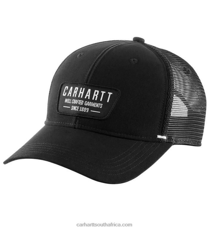 Men Black 6D80X90 Carhartt Canvas Mesh-Back Crafted Patch Cap