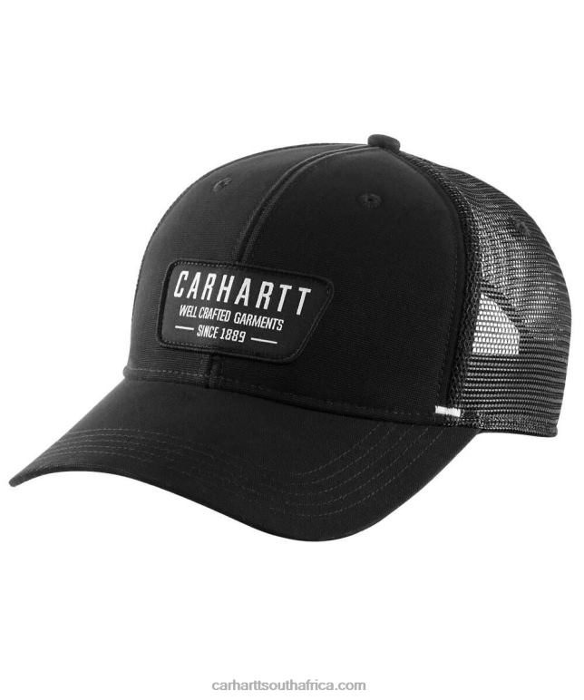 Men Black 6D80X90 Carhartt Canvas Mesh-Back Crafted Patch Cap