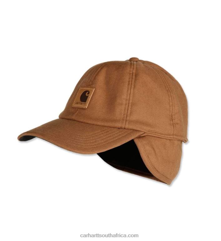 Men Carhartt Brown 6D80X93 Carhartt Stretch Fitted Earflap Cap