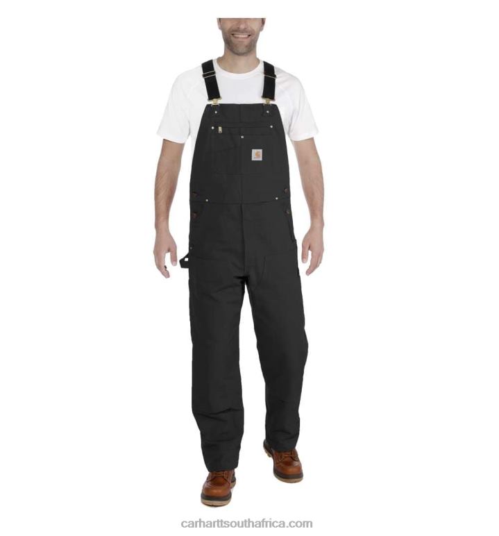 Men Black 6D80X74 Carhartt Relaxed Fit Duck Bib Overall