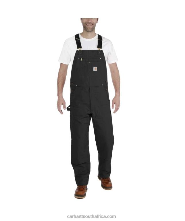 Men Black 6D80X74 Carhartt Relaxed Fit Duck Bib Overall
