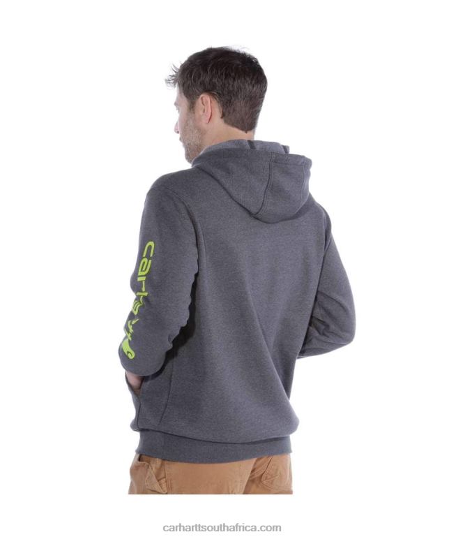 Men Alpine Blue Heather 6D80X38 Carhartt Loose Fit Midweight Logo Sleeve Graphic Sweatshirt