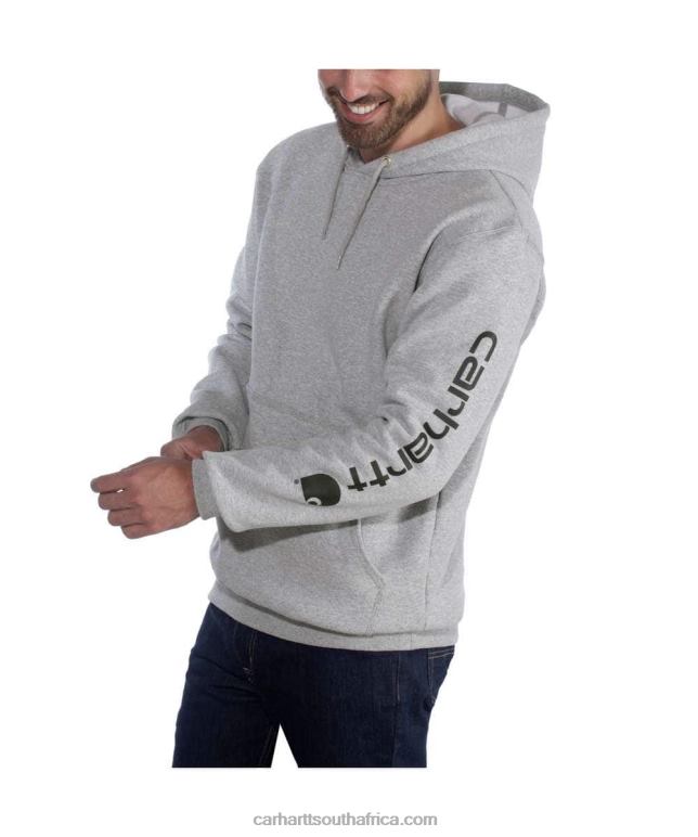 Men Alpine Blue Heather 6D80X38 Carhartt Loose Fit Midweight Logo Sleeve Graphic Sweatshirt