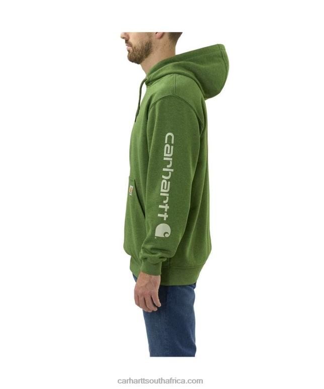 Men Alpine Blue Heather 6D80X38 Carhartt Loose Fit Midweight Logo Sleeve Graphic Sweatshirt