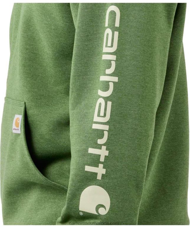 Men Alpine Blue Heather 6D80X38 Carhartt Loose Fit Midweight Logo Sleeve Graphic Sweatshirt