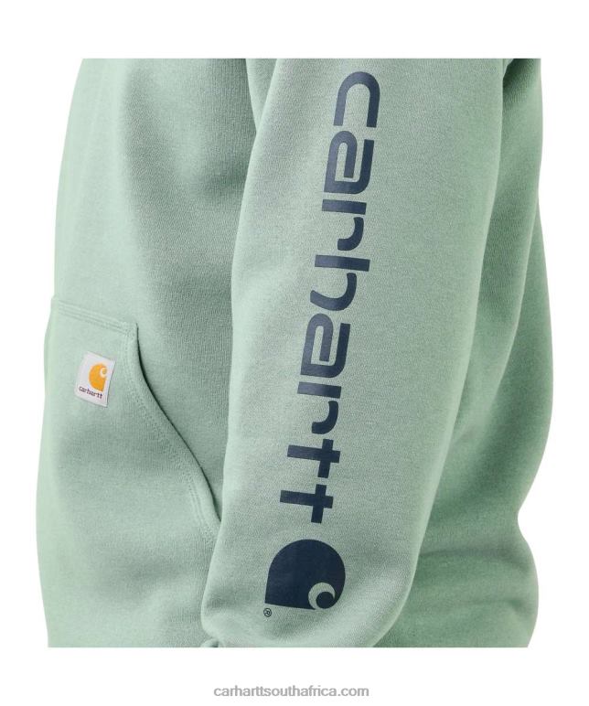 Men Alpine Blue Heather 6D80X38 Carhartt Loose Fit Midweight Logo Sleeve Graphic Sweatshirt
