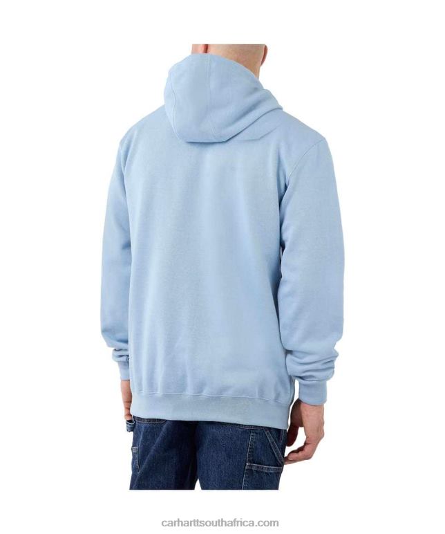 Men Alpine Blue Heather 6D80X38 Carhartt Loose Fit Midweight Logo Sleeve Graphic Sweatshirt
