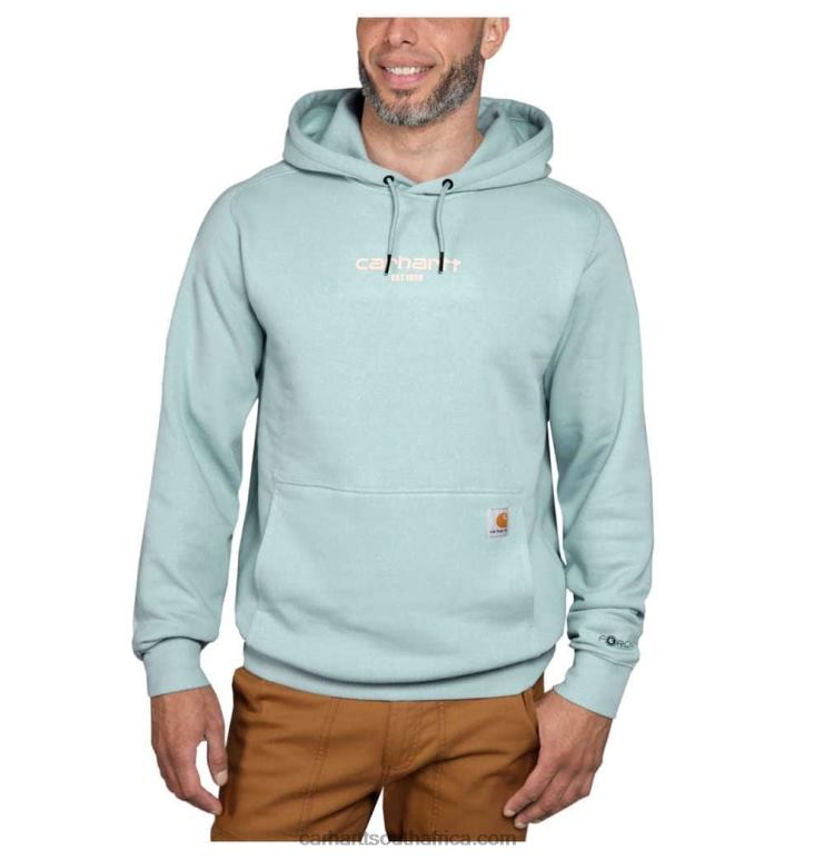 Men Asphalt Heather 6D80X43 Carhartt Force Relaxed Fit Lightweight Logo Graphic Sweatshirt