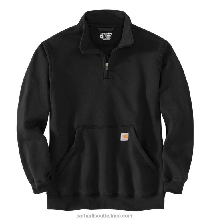 Men Black 6D80X47 Carhartt Loose Fit Midweight Quarter Zip Mock Neck Sweatshirt