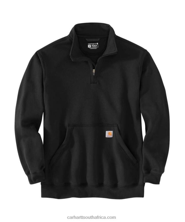 Men Black 6D80X47 Carhartt Loose Fit Midweight Quarter Zip Mock Neck Sweatshirt