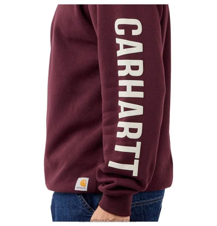 Men Carbon Heather 6D80X41 Carhartt Loose Fit Midweight Crewneck Logo Sleeve Graphic Sweatshirt