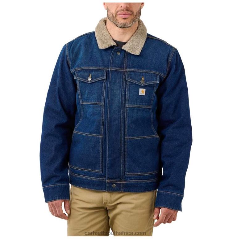 Men Beech 6D80X24 Carhartt Relaxed Fit Denim Sherpa-Lined Jacket