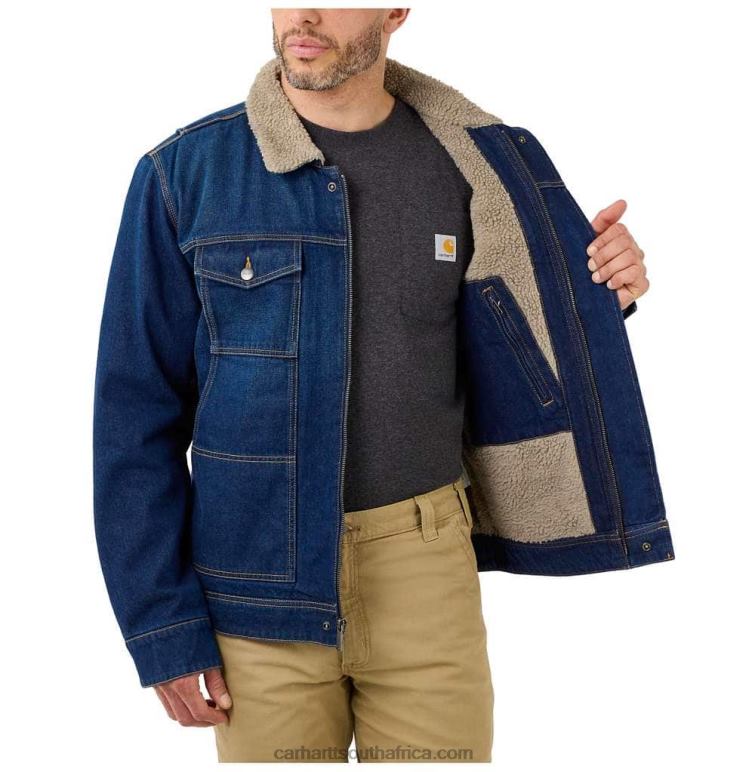 Men Beech 6D80X24 Carhartt Relaxed Fit Denim Sherpa-Lined Jacket