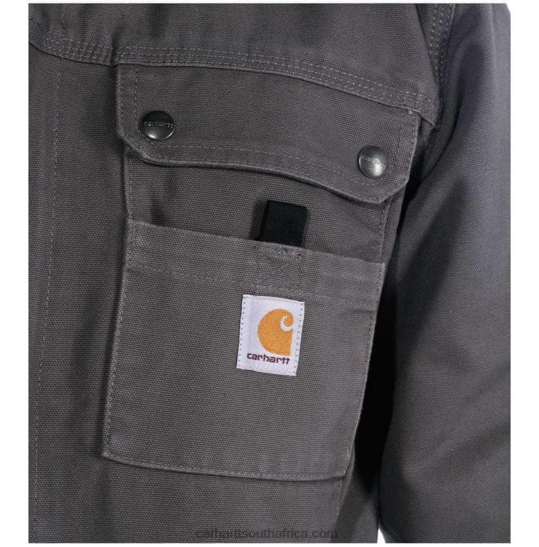 Men Black 6D80X14 Carhartt Relaxed Fit Washed Duck Sherpa-Lined Utility Jacket