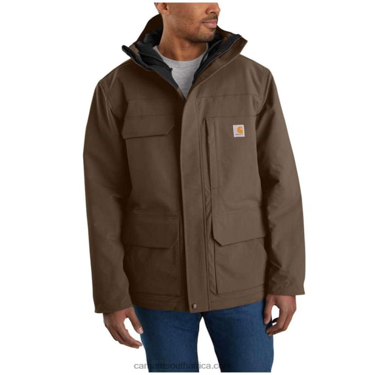 Men Black 6D80X15 Carhartt Super Dux Relaxed Fit Insulated Traditional Coat