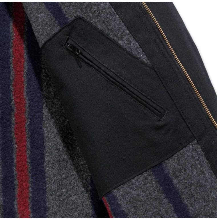 Men Black 6D80X17 Carhartt Relaxed Fit Duck Blanket Lined Detroit Jacket