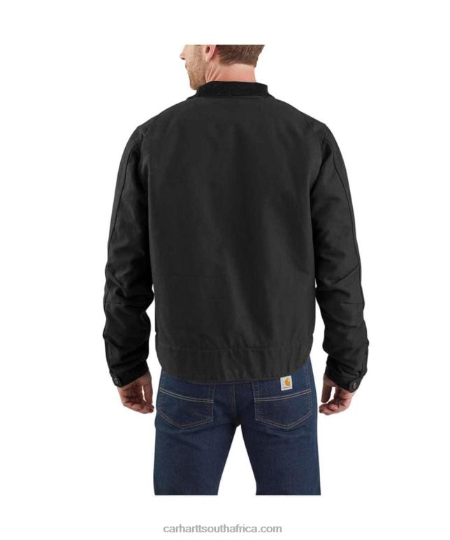 Men Black 6D80X17 Carhartt Relaxed Fit Duck Blanket Lined Detroit Jacket