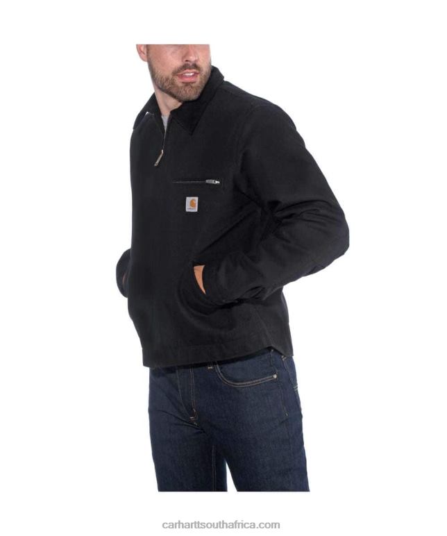 Men Black 6D80X17 Carhartt Relaxed Fit Duck Blanket Lined Detroit Jacket