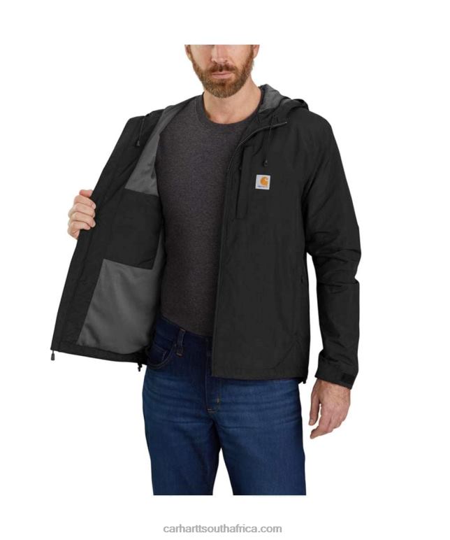 Men Black 6D80X18 Carhartt Rain Defender Relaxed Fit Lightweight Jacket
