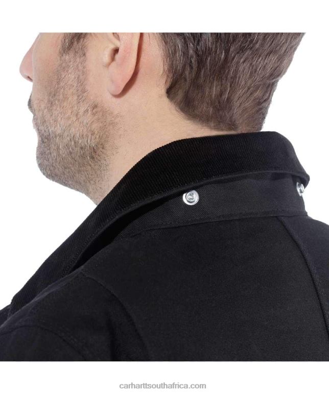 Men Black 6D80X19 Carhartt Loose Fit Firm Duck Blanket-Lined Chore Coat