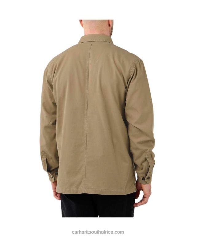 Men Black 6D80X28 Carhartt Rugged Flex Relaxed Fit Canvas Fleece-Lined Snap-Front Shirt Jac