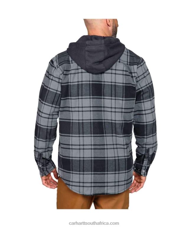 Men Elm 6D80X21 Carhartt Rugged Flex Relaxed Fit Flannel Fleece Lined Hooded Shirt Jac