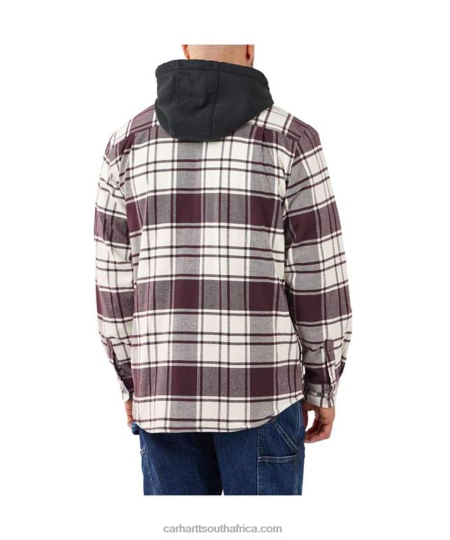 Men Elm 6D80X21 Carhartt Rugged Flex Relaxed Fit Flannel Fleece Lined Hooded Shirt Jac
