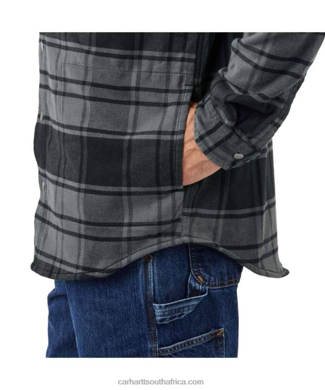Men Elm 6D80X21 Carhartt Rugged Flex Relaxed Fit Flannel Fleece Lined Hooded Shirt Jac