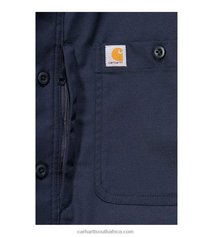 Men Black 6D80X114 Carhartt Rugged Professional Series Relaxed Fit Canvas Long Sleeve Work Shirt