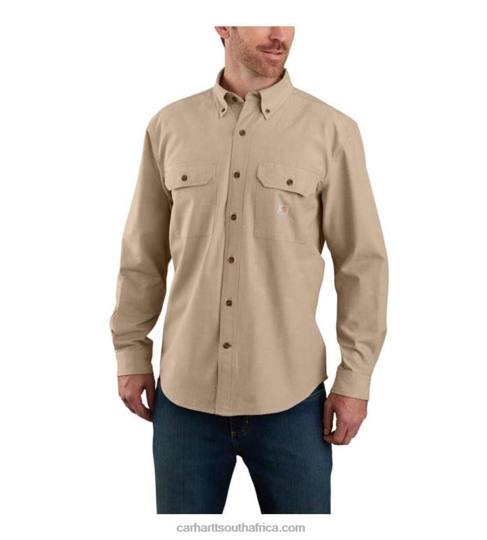 Men Black Chambray 6D80X108 Carhartt Loose Fit Midweight Chambray Long-Sleeve Shirt