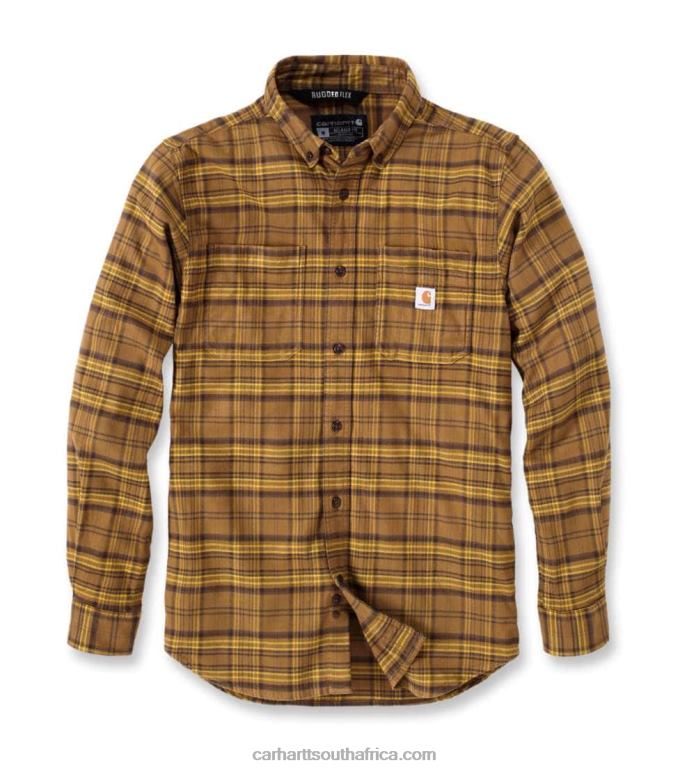Men Malt 6D80X110 Carhartt Rugged Flex Relaxed Fit Midweight Flannel Long-Sleeve Plaid Shirt