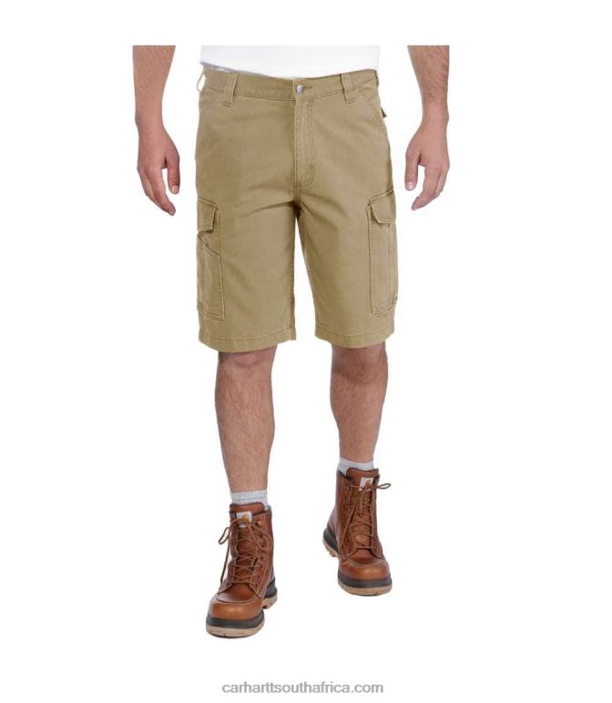 Men Dark Khaki 6D80X149 Carhartt Rugged Flex Relaxed Fit Canvas Cargo Work Short