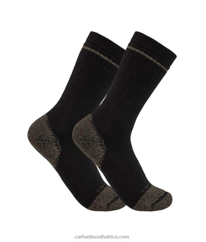 Men Black 6D80X174 Carhartt Midweight Cotton Blend Steel Toe Boot Sock 2 Pairs