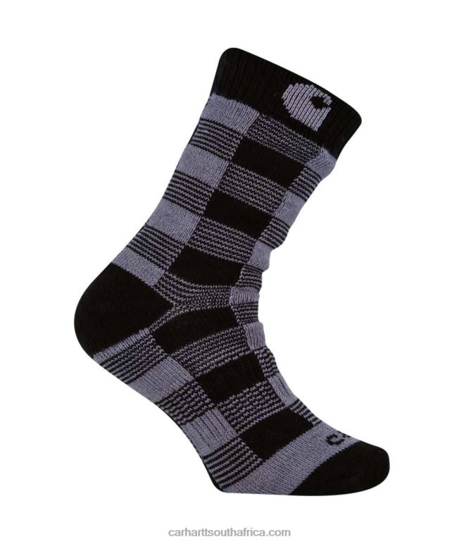 Men Blue 6D80X172 Carhartt Thermal Plaid Crew Sock