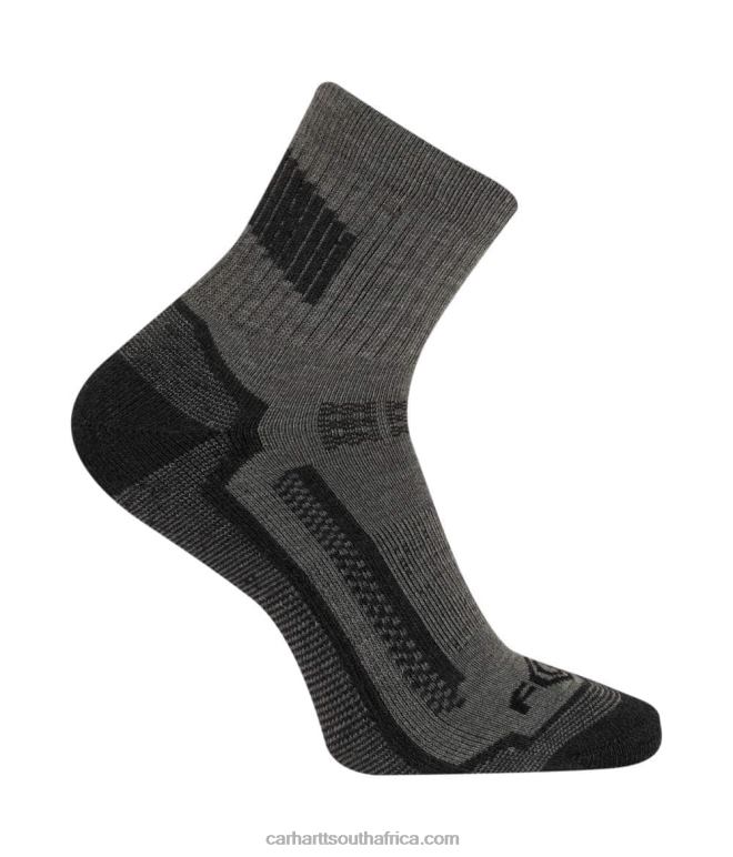 Men Charcoal 6D80X171 Carhartt Force Performance Quarter Sock 3 Pairs