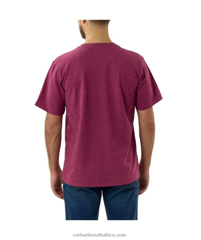 Men Alpine Blue Heather 6D80X116 Carhartt Relaxed Fit Heavyweight Short-Sleeve K87 Pocket T-Shirt