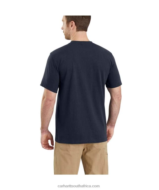 Men Alpine Blue Heather 6D80X116 Carhartt Relaxed Fit Heavyweight Short-Sleeve K87 Pocket T-Shirt