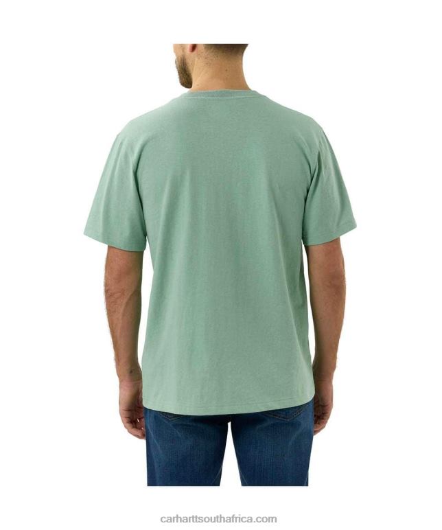 Men Alpine Blue Heather 6D80X116 Carhartt Relaxed Fit Heavyweight Short-Sleeve K87 Pocket T-Shirt