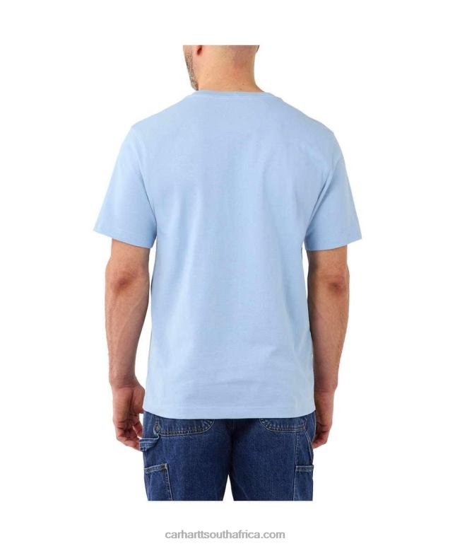 Men Alpine Blue Heather 6D80X116 Carhartt Relaxed Fit Heavyweight Short-Sleeve K87 Pocket T-Shirt