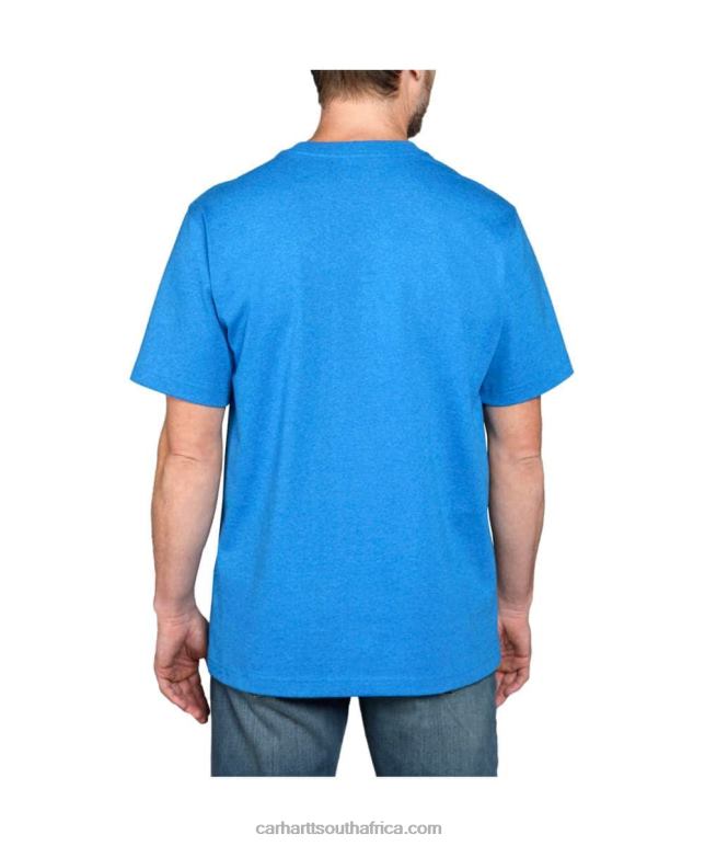 Men Alpine Blue Heather 6D80X116 Carhartt Relaxed Fit Heavyweight Short-Sleeve K87 Pocket T-Shirt