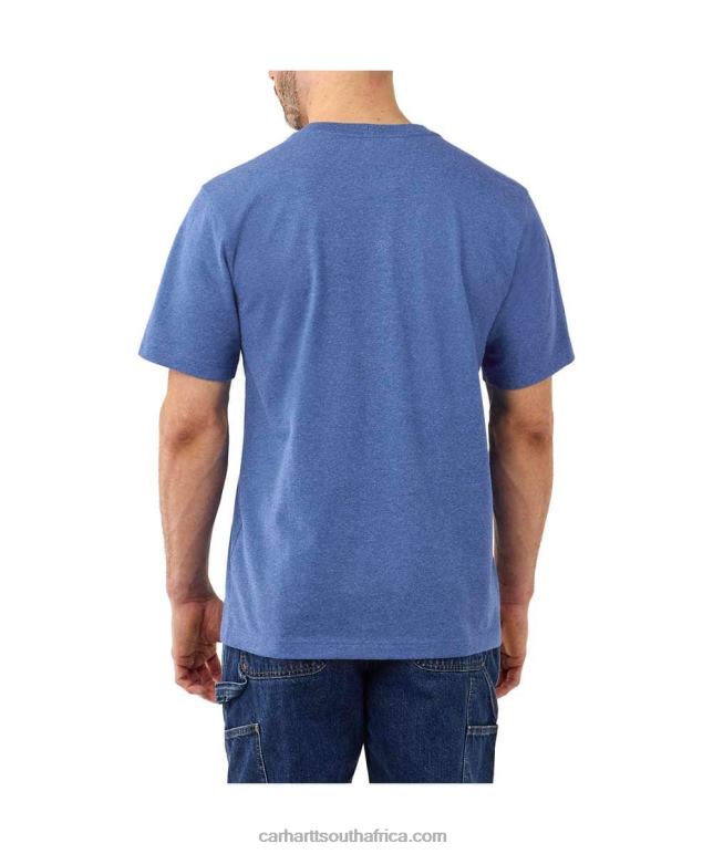 Men Alpine Blue Heather 6D80X116 Carhartt Relaxed Fit Heavyweight Short-Sleeve K87 Pocket T-Shirt