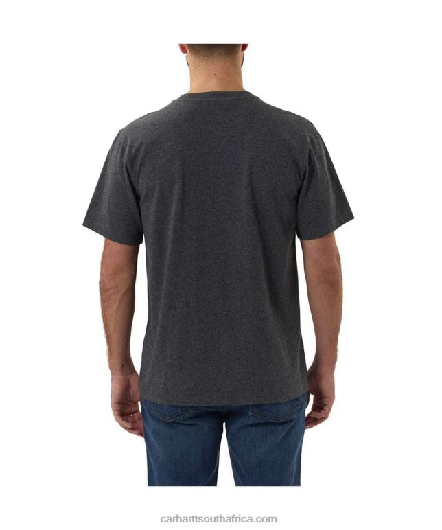 Men Alpine Blue Heather 6D80X127 Carhartt Relaxed Fit Heavyweight Short-Sleeve Logo Graphic T-Shirt